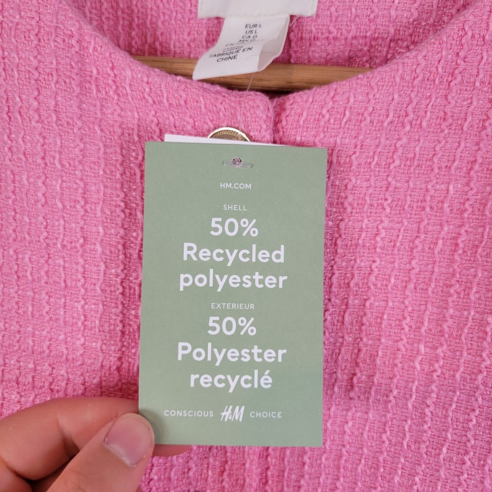 H&M Pink Tweed Blazer Jacket - Picture 6 of 10